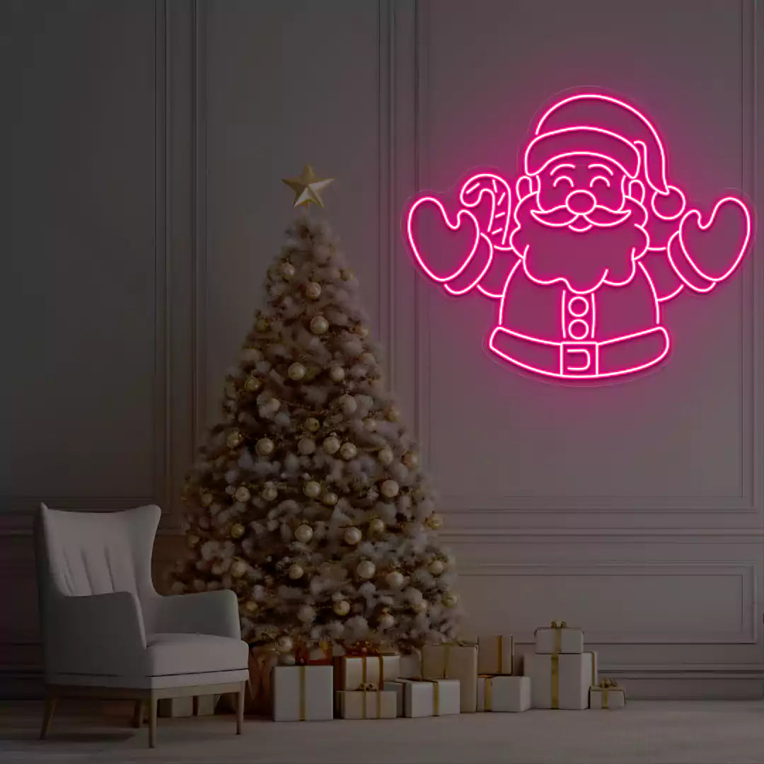 Santa Welcome Neon Sign | Pink