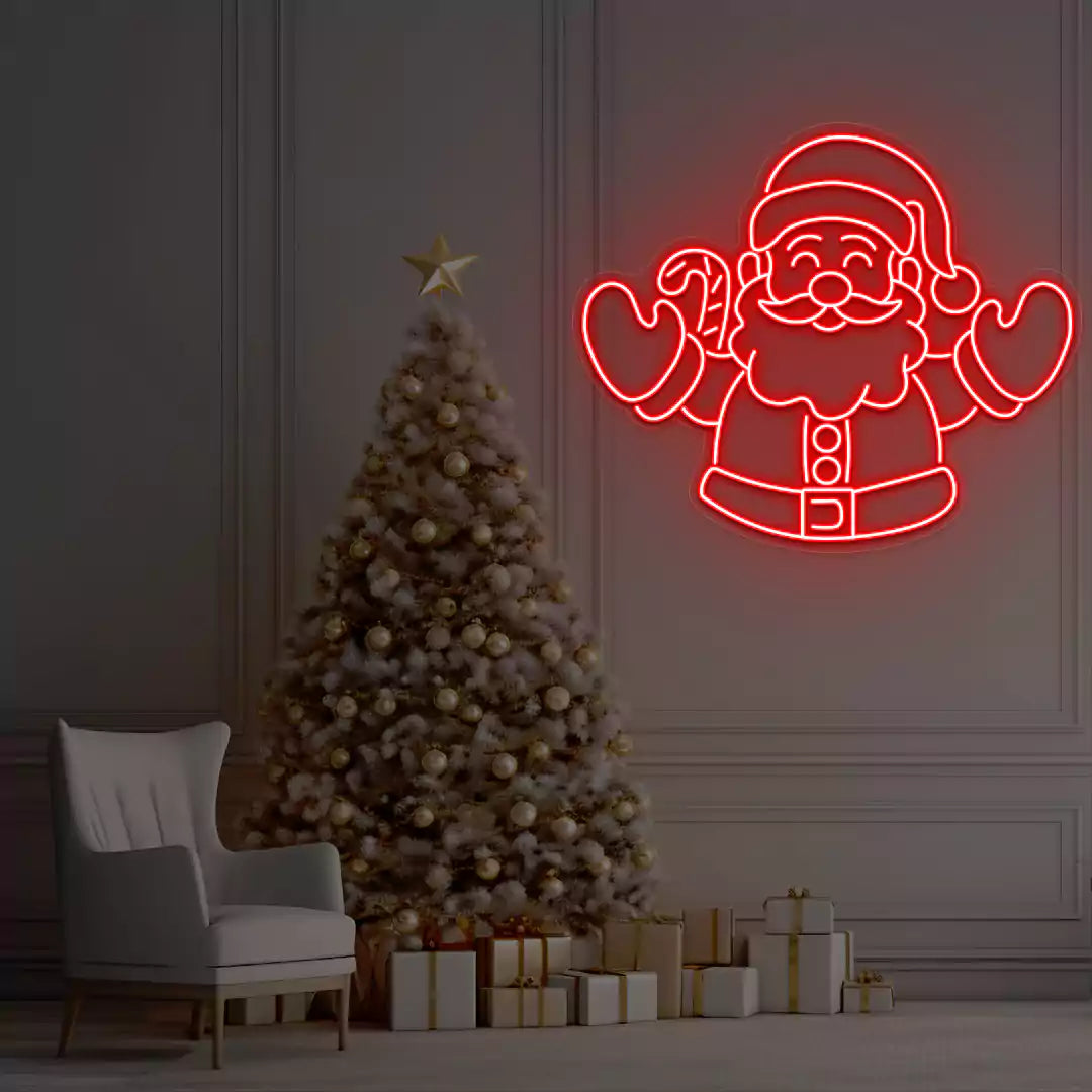 Santa Welcome Neon Sign | Red