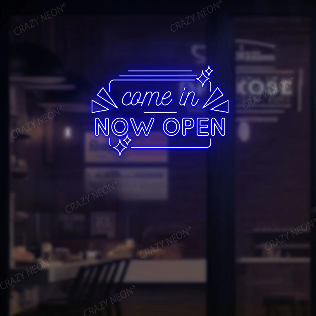 Come in Now Open Sign | Blue