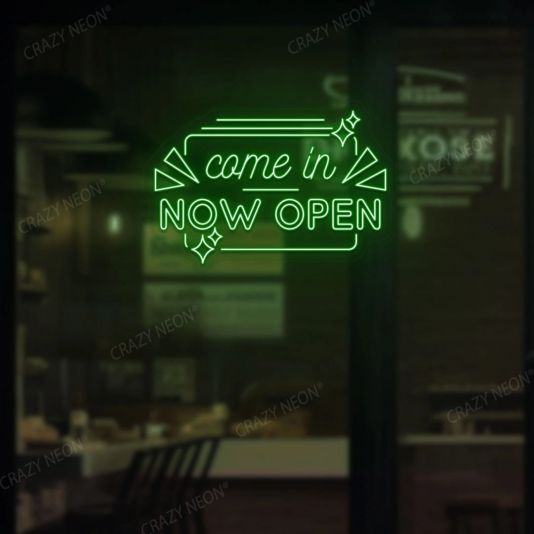 Come in Now Open Sign |  Green