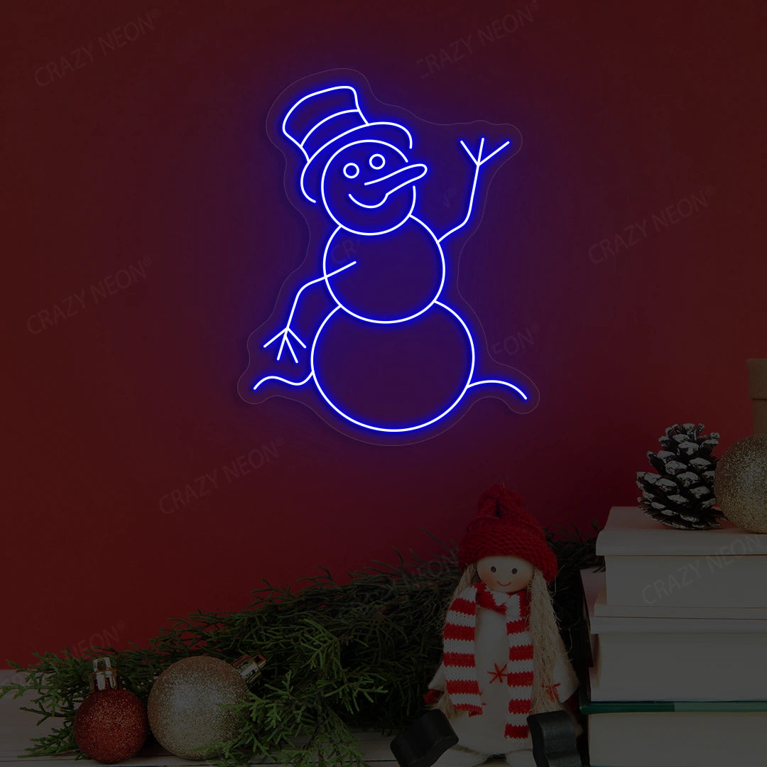 Jolly Snowman Neon Sign | Blue