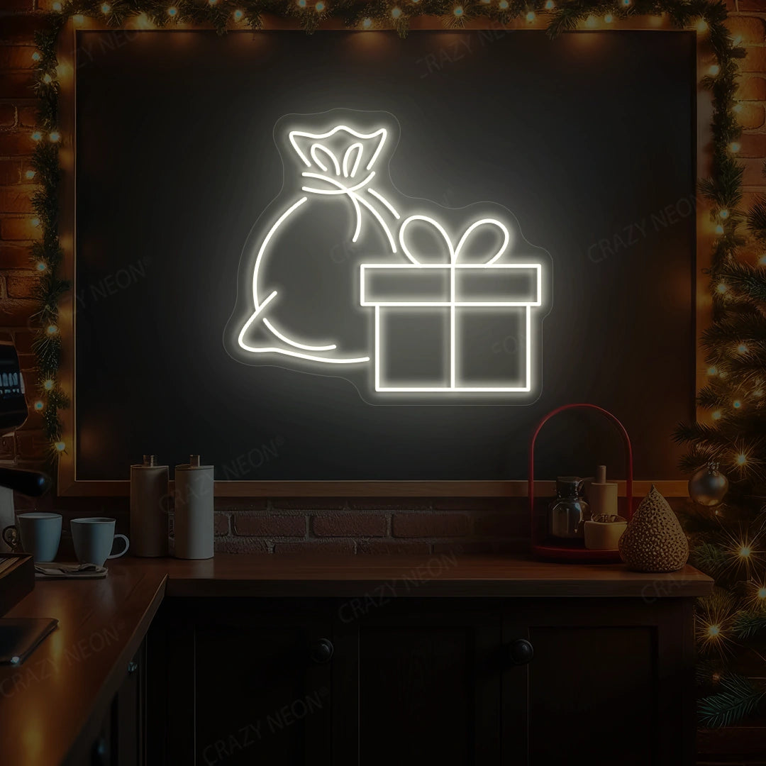 Gift Bag & Present Neon Sign | Warmwhite