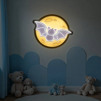 Halloween Bat Artwork Neon Sign | White