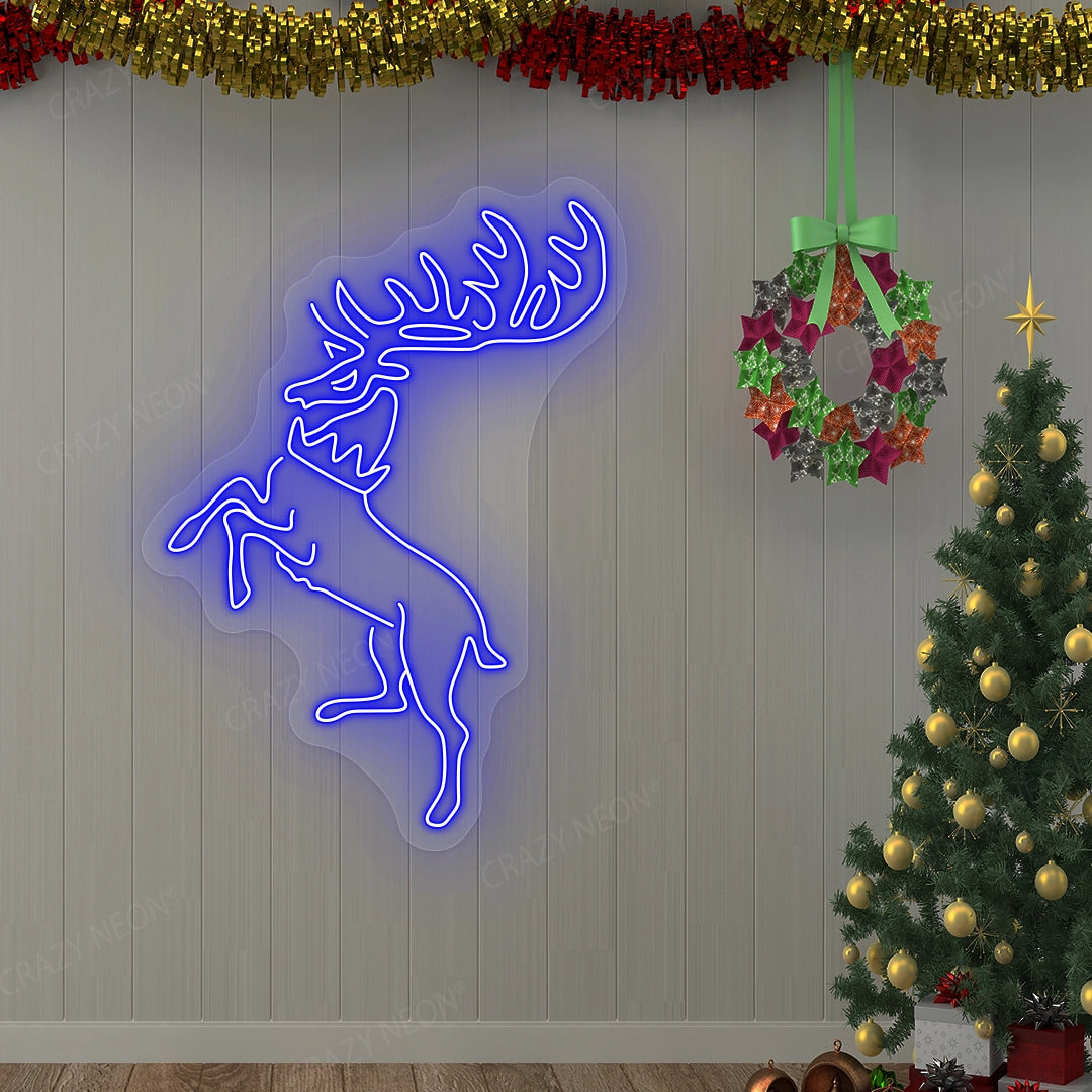 Christmas Reindeer Neon Sign | Blue