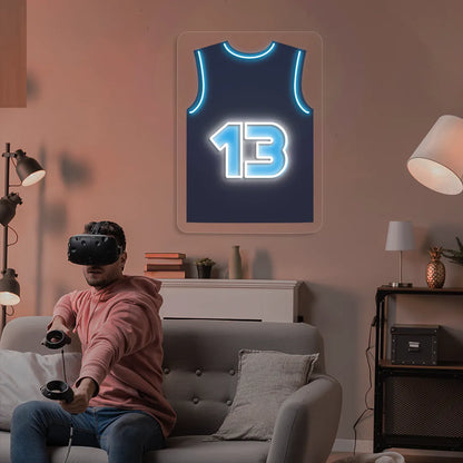 Memphis Jackson Jr. 13 Jersey Basketball Neon Artwork