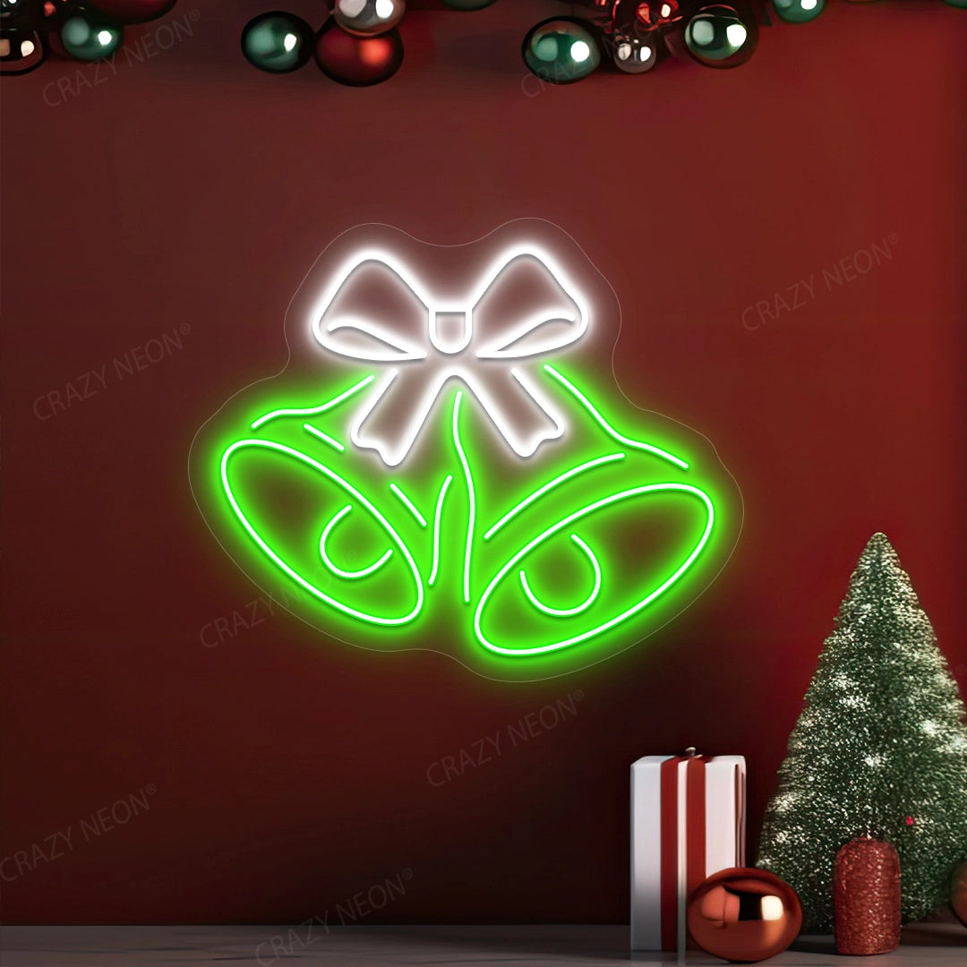 Christmas bell bow neon sign