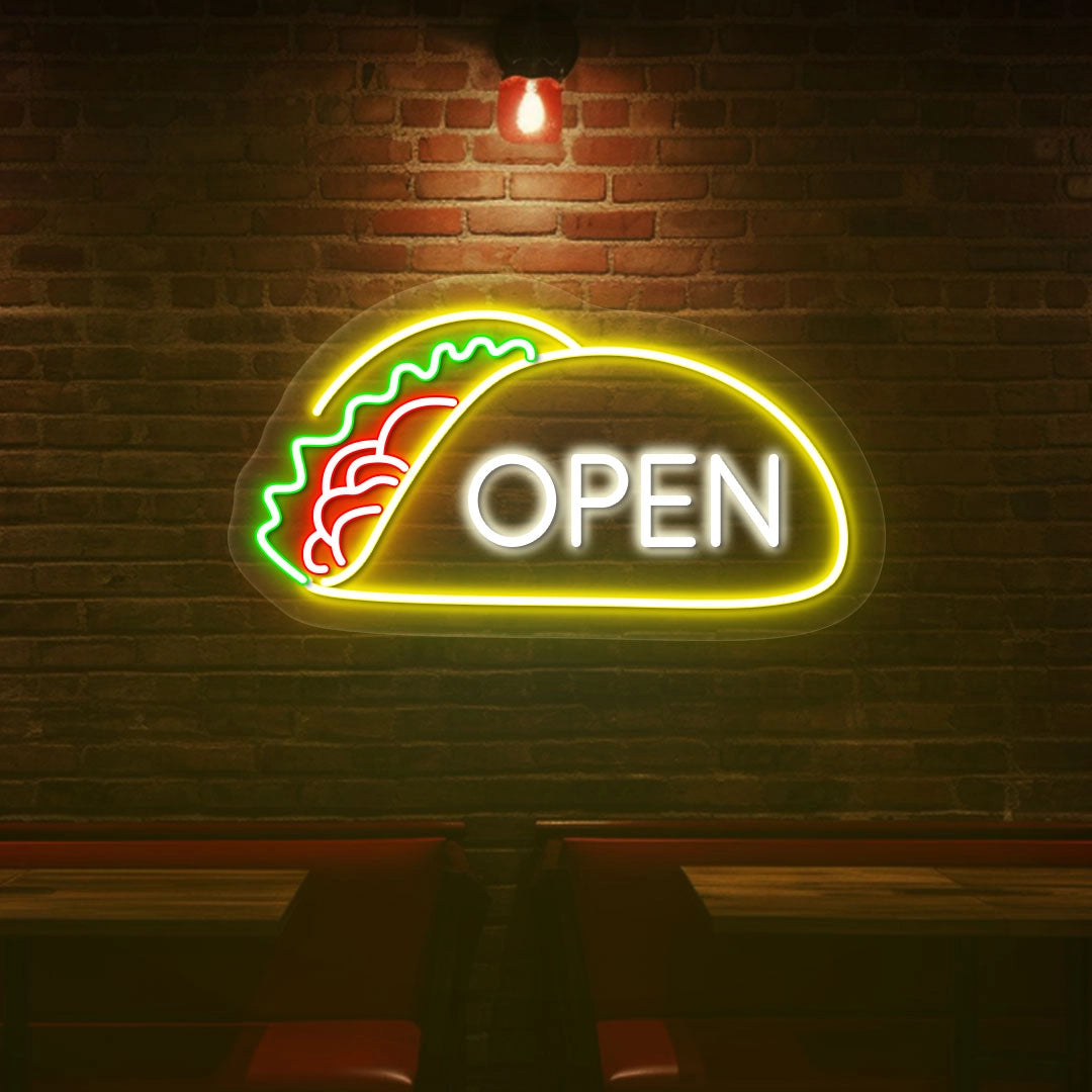 Open Tacos Led Neon Sign | White 