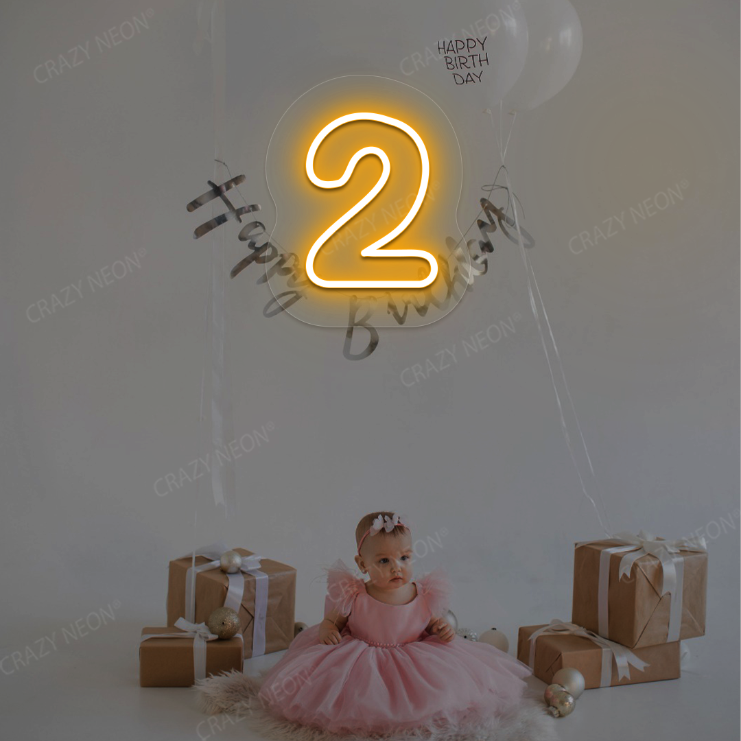 Number 2 Neon Sign | Orange