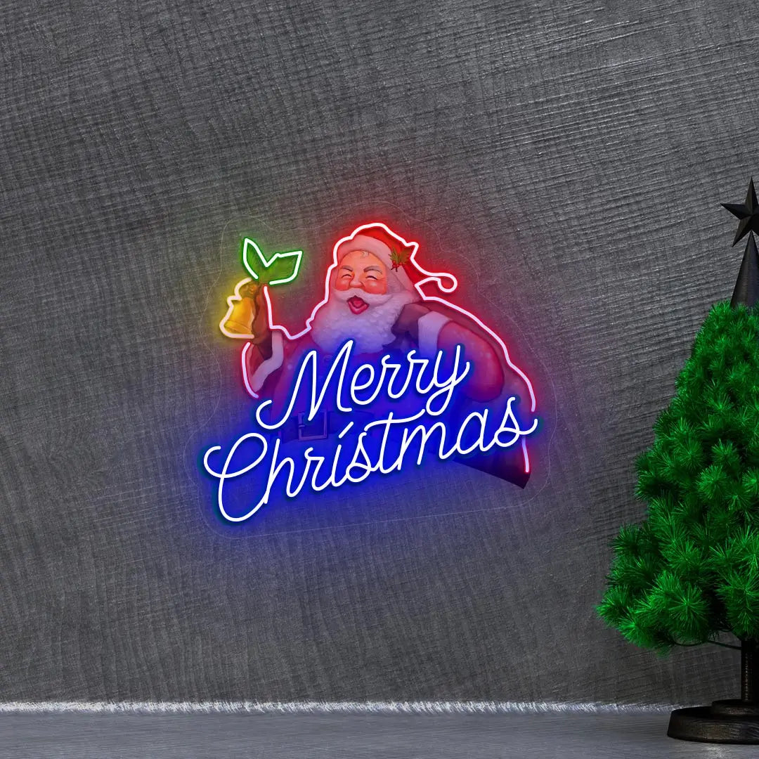 Merry Christmas Neon Artwork | Blue