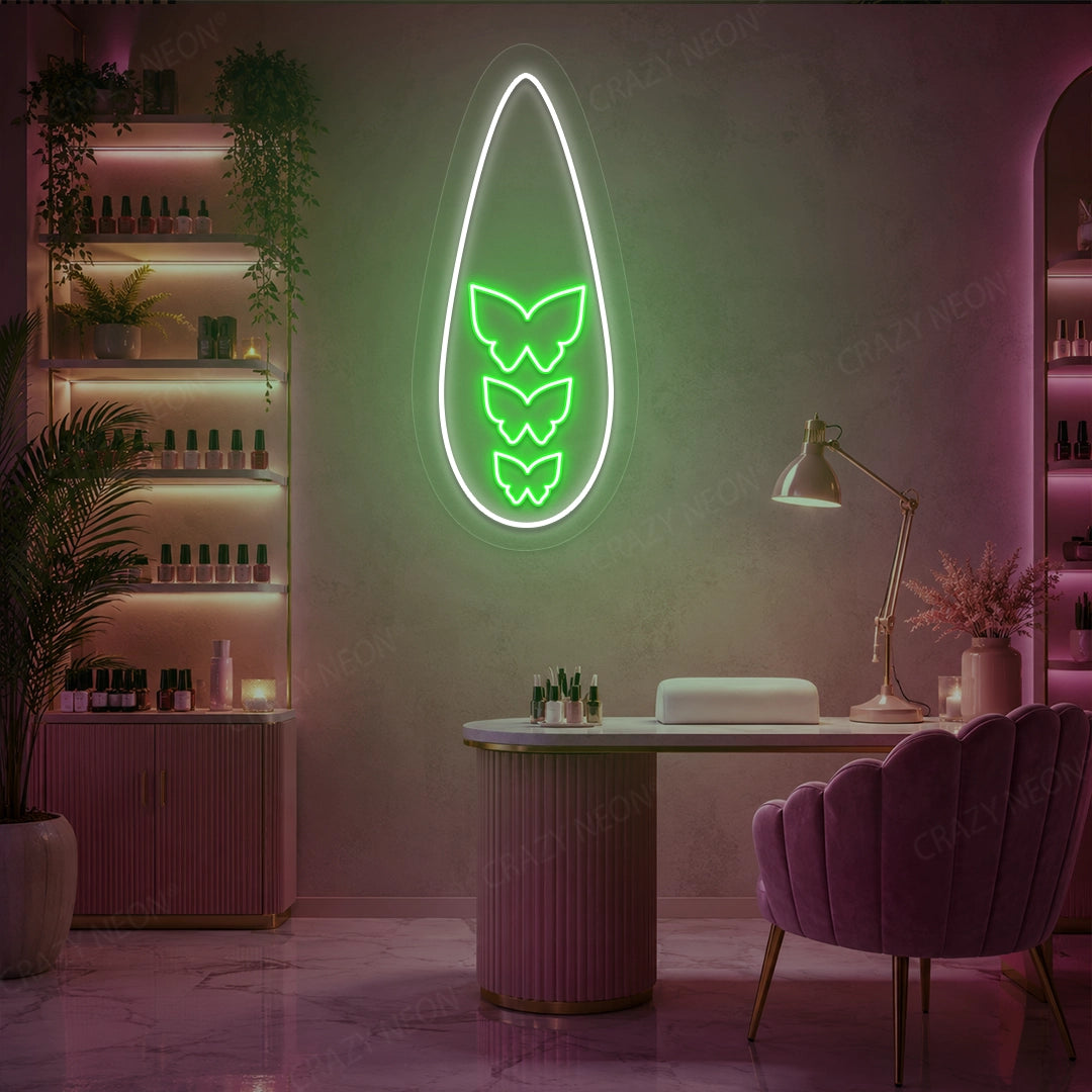 Butterfly Wings Nail Neon Sign