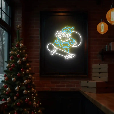 Skater Santa Neon Sign | Iceblue
