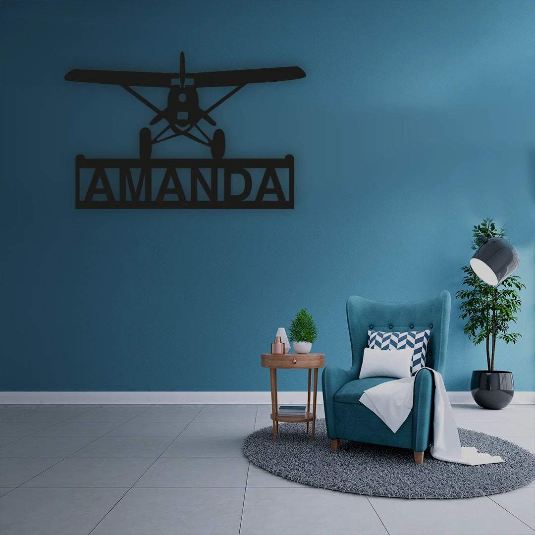 Airplane Name Custom Metal Monogram in Black color