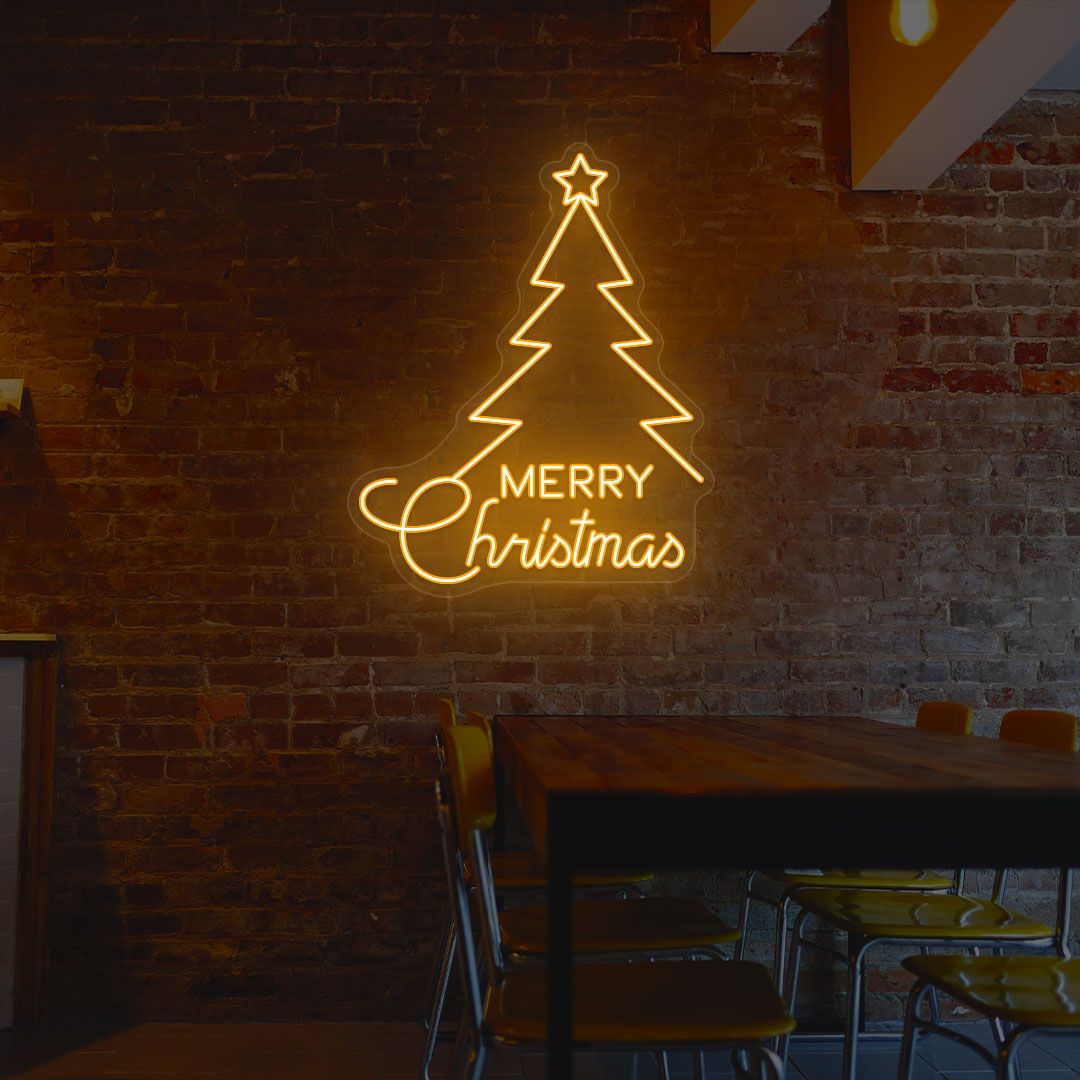 Merry Christmas With Tree Neon Sign