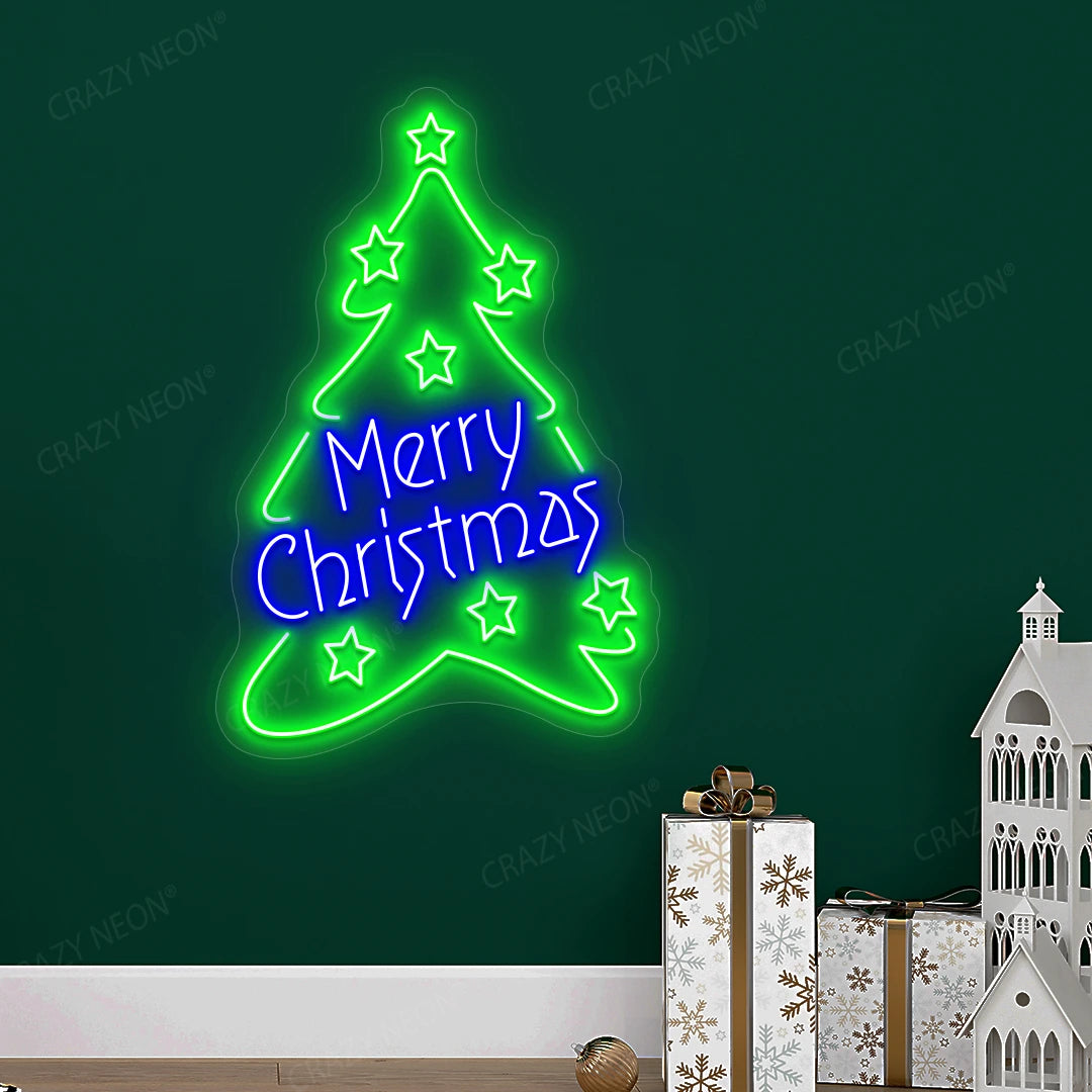 Christmas Tree Neon Sign | Blue