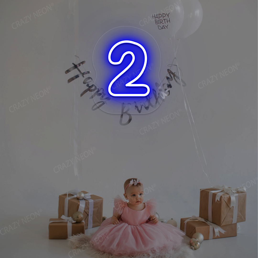 Number 2 Neon Sign | Blue