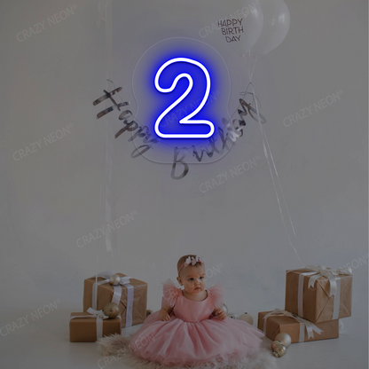Number 2 Neon Sign | Blue
