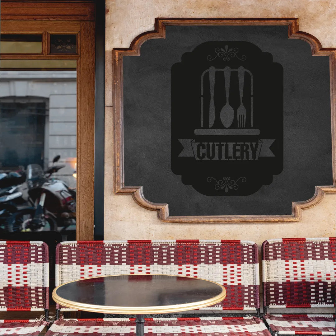 Cutlery Restaurant Metal Monogram in Black Colour 