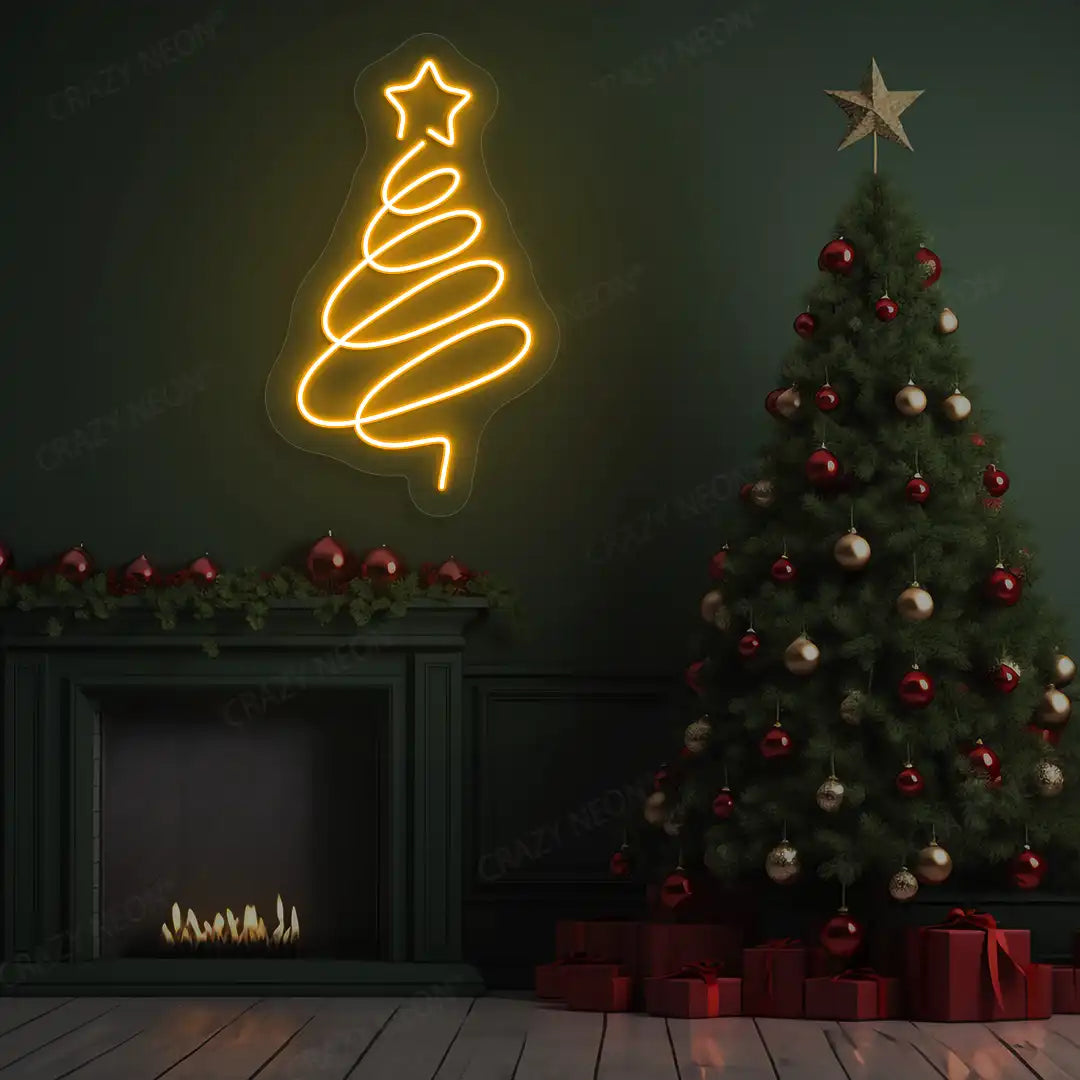 Spiral Christmas Tree Neon Sign | Orange