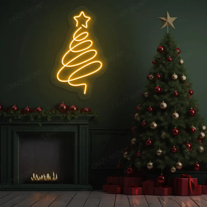 Spiral Christmas Tree Neon Sign | Orange