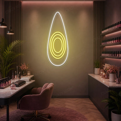 Velvet Oval Nail Neon Sign in yellow color