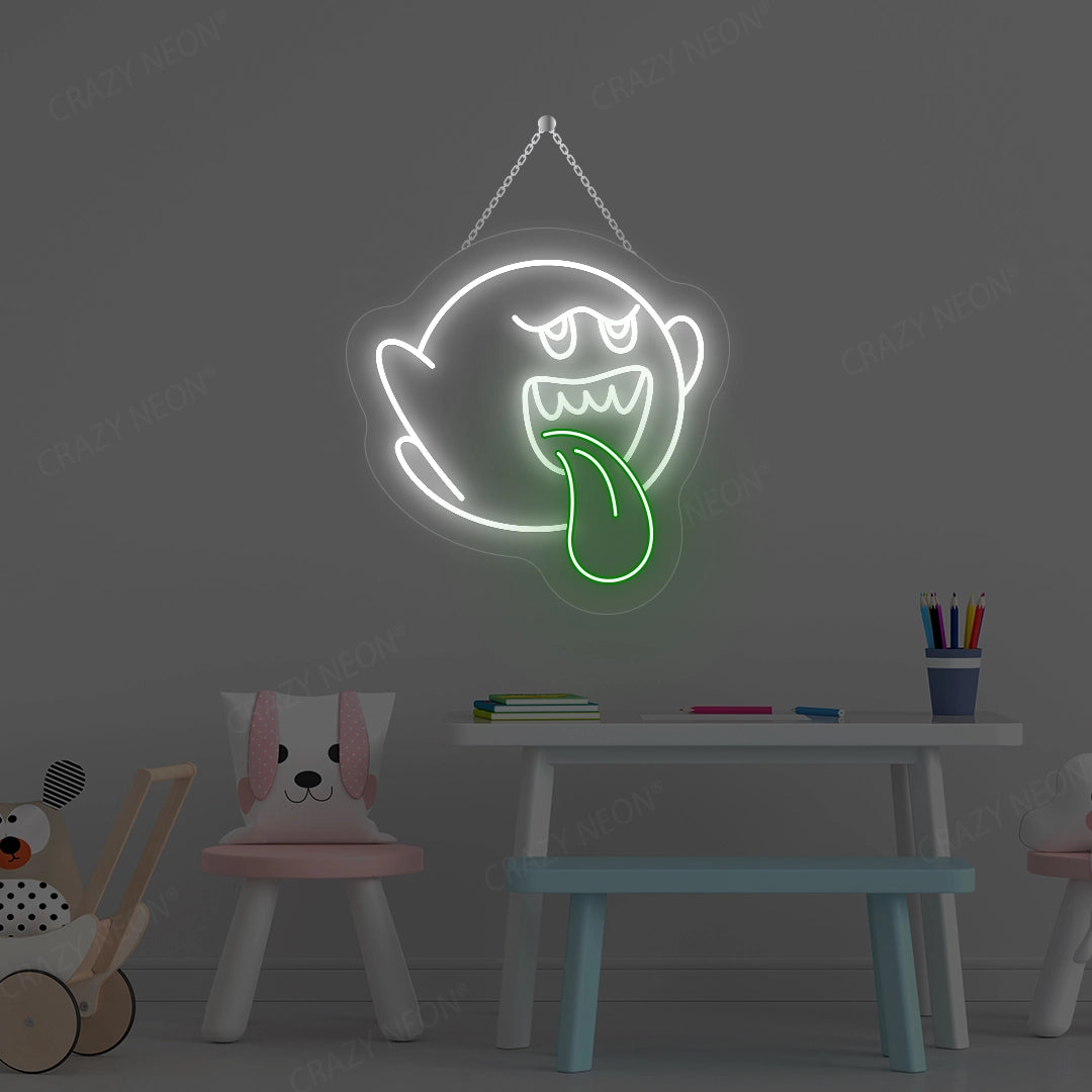 Cute Ghost Neon Sign | white