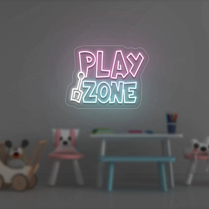 Play Zone Neon Sign | Pink-Iceblue