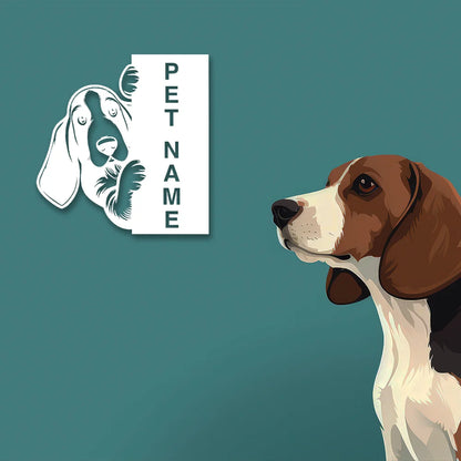 Beagle Pet Personalized Metal Monogram in White color