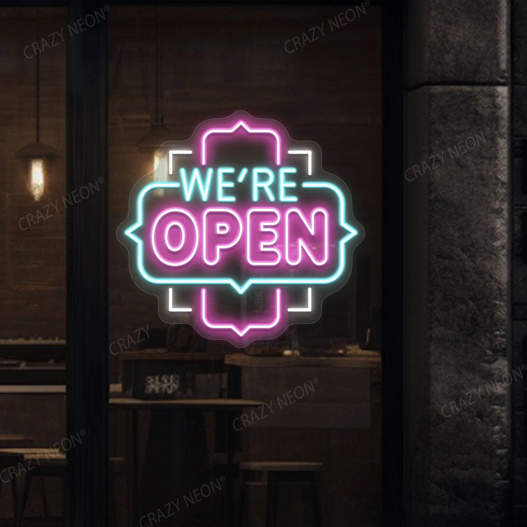We Are Open Multicolor Sign | Iceblue-Pink
