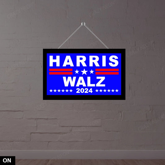 Harris Walz illuminated Political Neon Sign