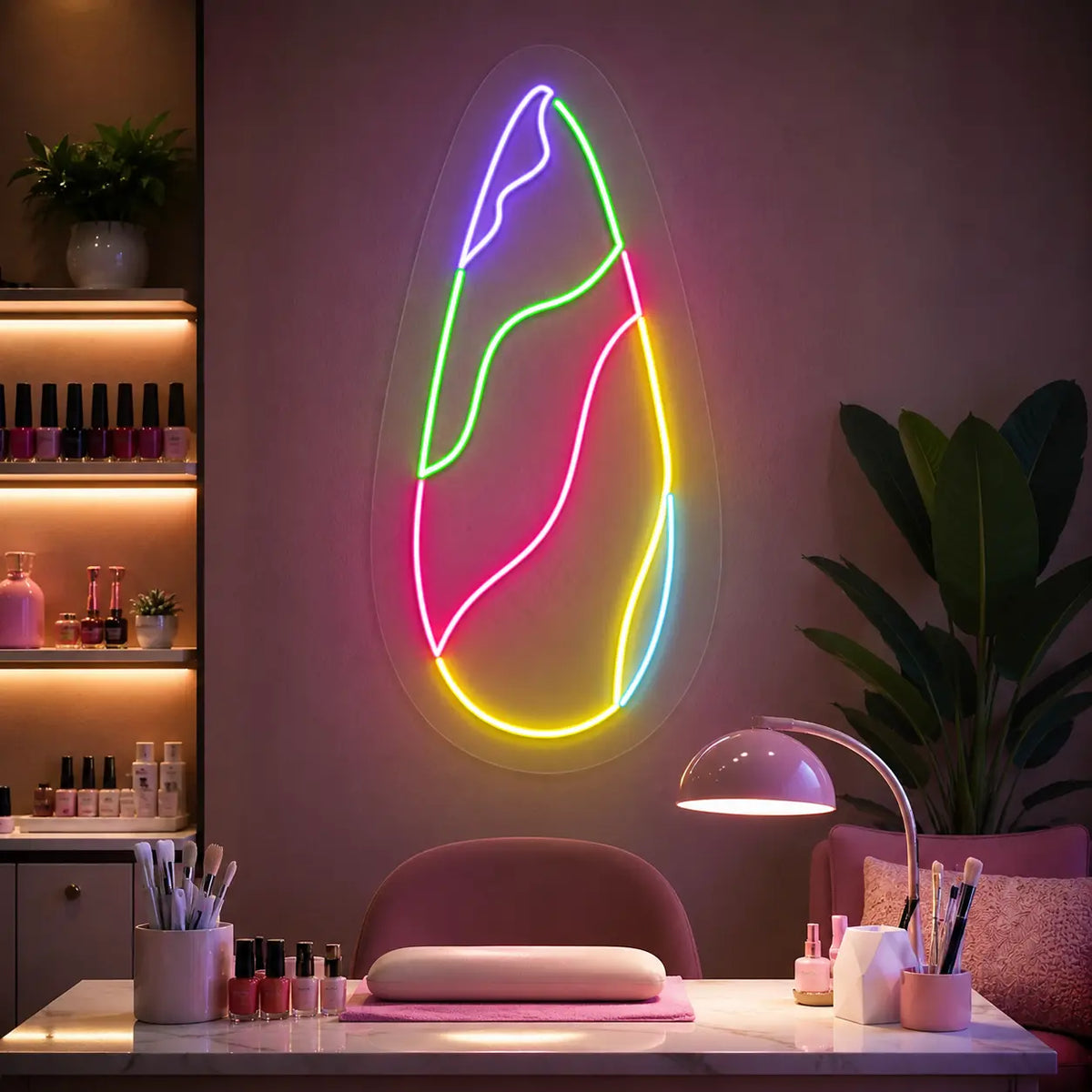 Prismatic Polish Nail Neon Sign in Multicolor