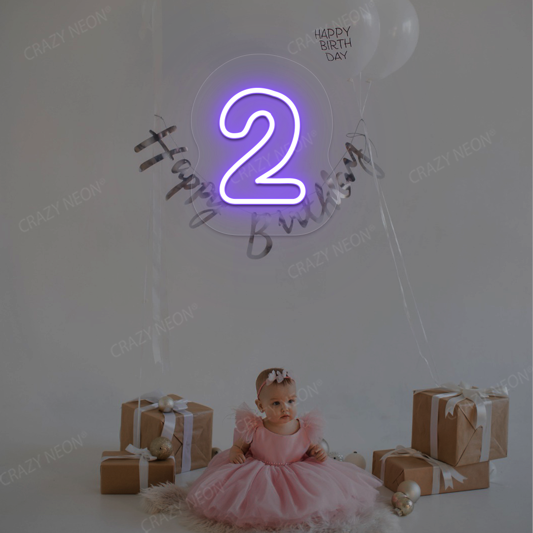Number 2 Neon Sign | Purple