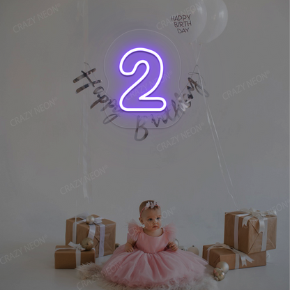 Number 2 Neon Sign | Purple