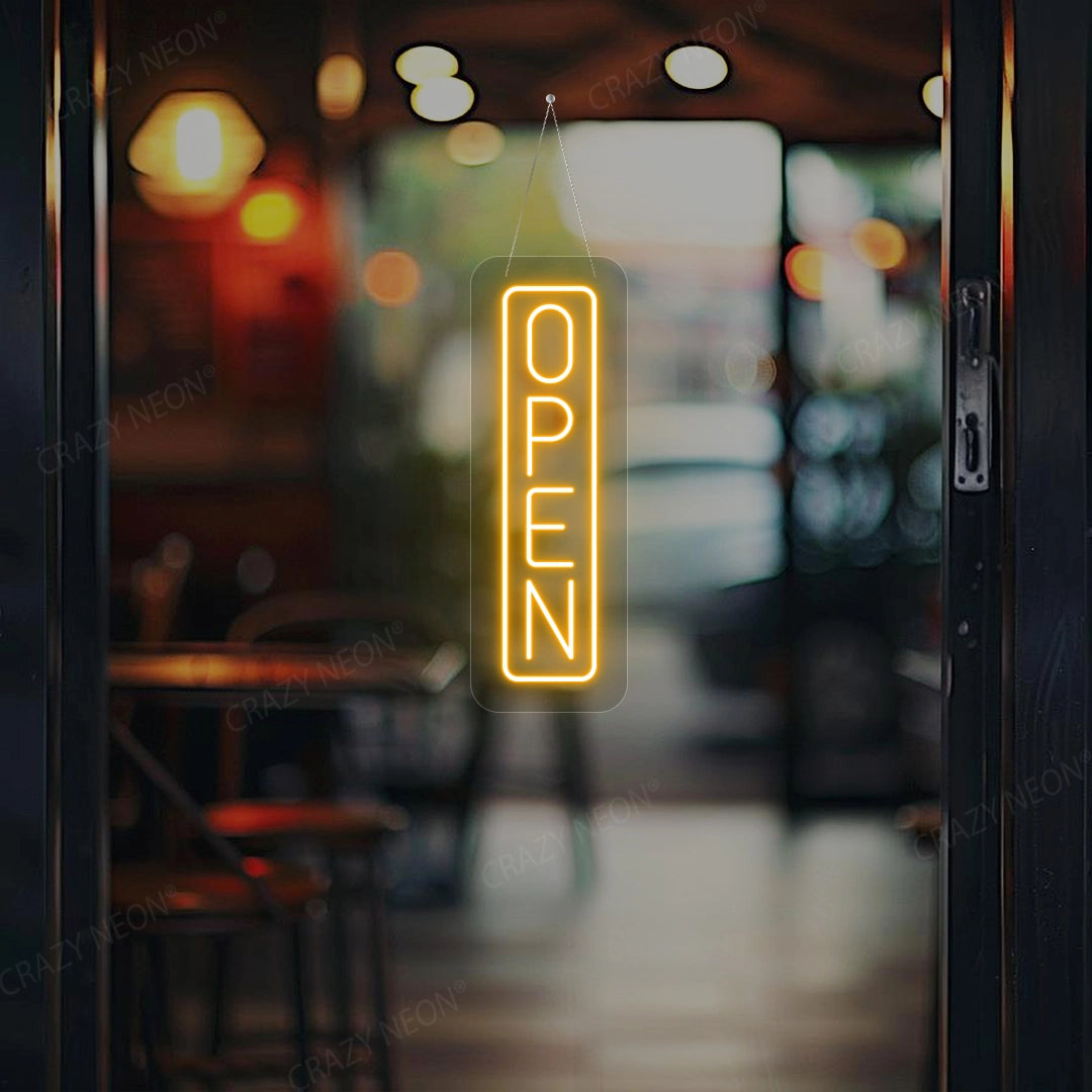 Vertical Open Neon Sign | Orange