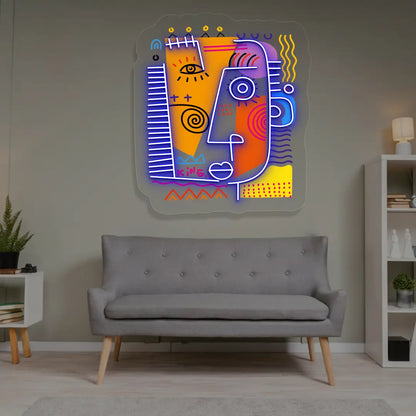 Regal King Abstract Neon Artwork Sign in Blue color