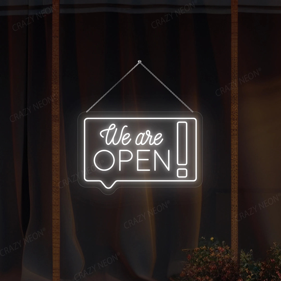 We Are Open chat box Sign | white