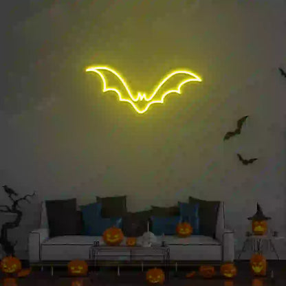 Winged Bat Neon Sign | Yellow