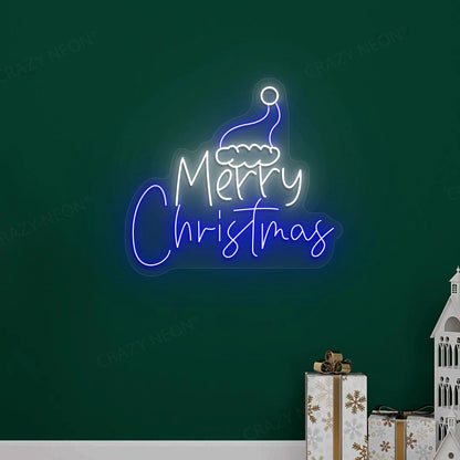 Christmas Cap Neon Sign | Blue