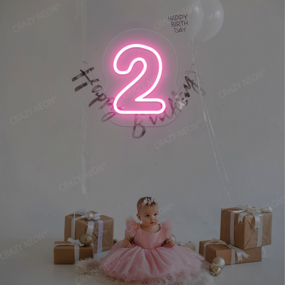 Number 2 Neon Sign | Pink