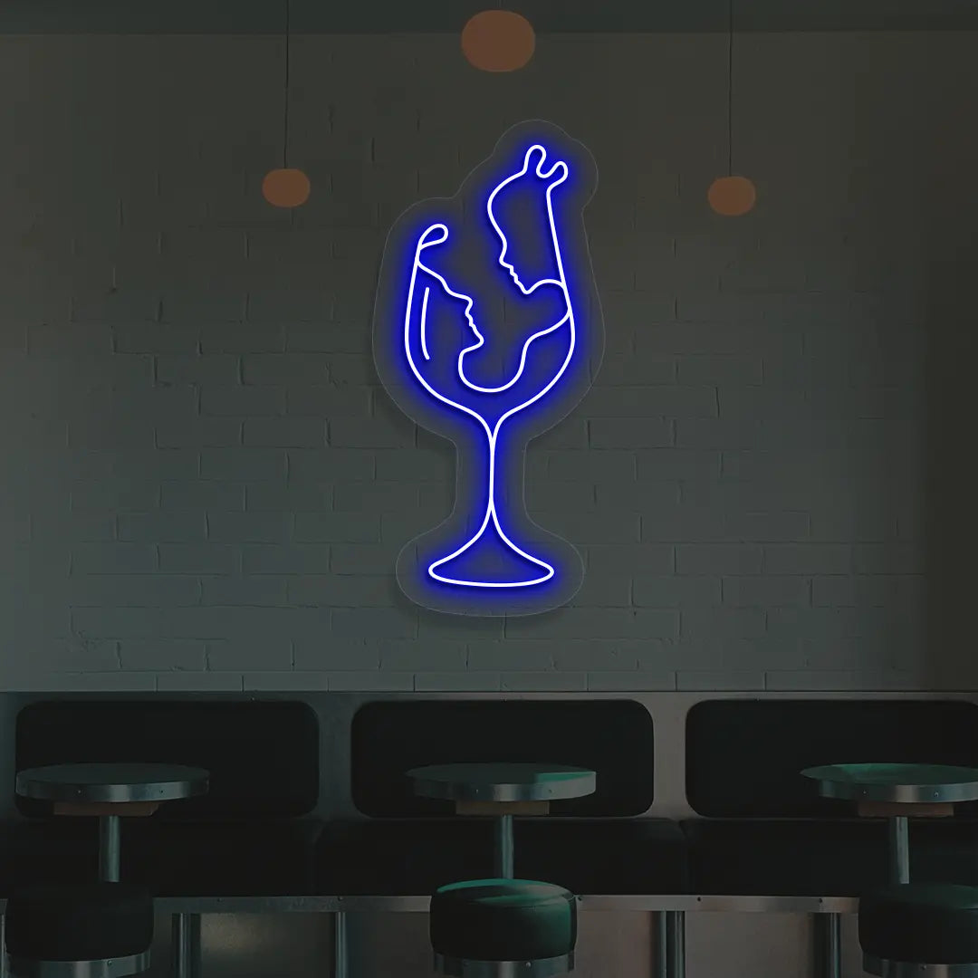 Sips & Soulmates Neon Sign in Blue color