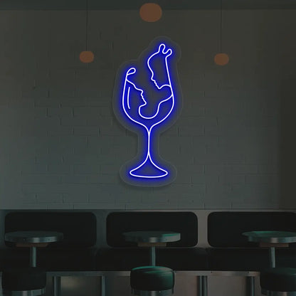 Sips & Soulmates Neon Sign in Blue color