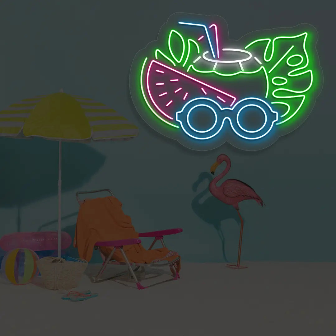 Coconut Chill Neon Sign in Ice Blue color