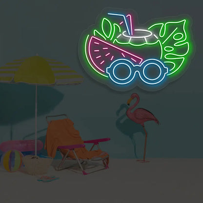 Coconut Chill Neon Sign in Ice Blue color