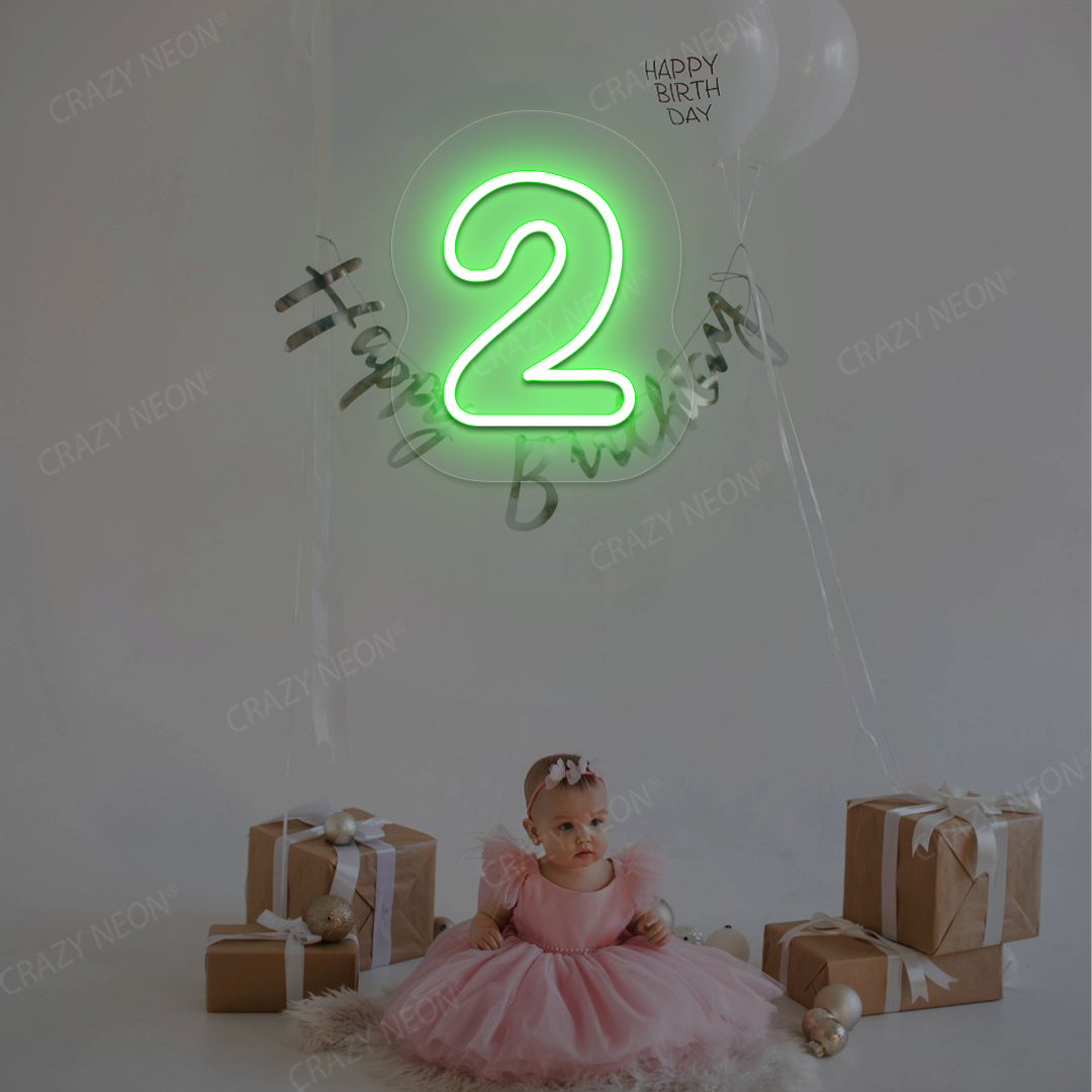 Number 2 Neon Sign | Green