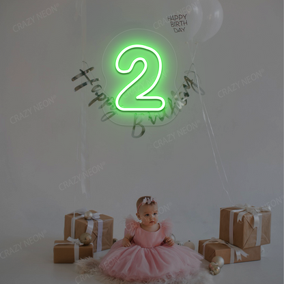 Number 2 Neon Sign | Green