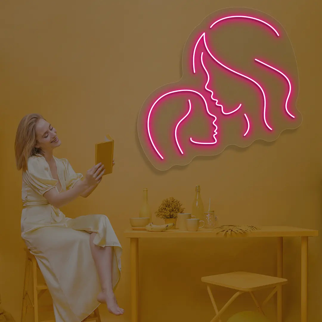 Mama & Me Neon Sign in pink color