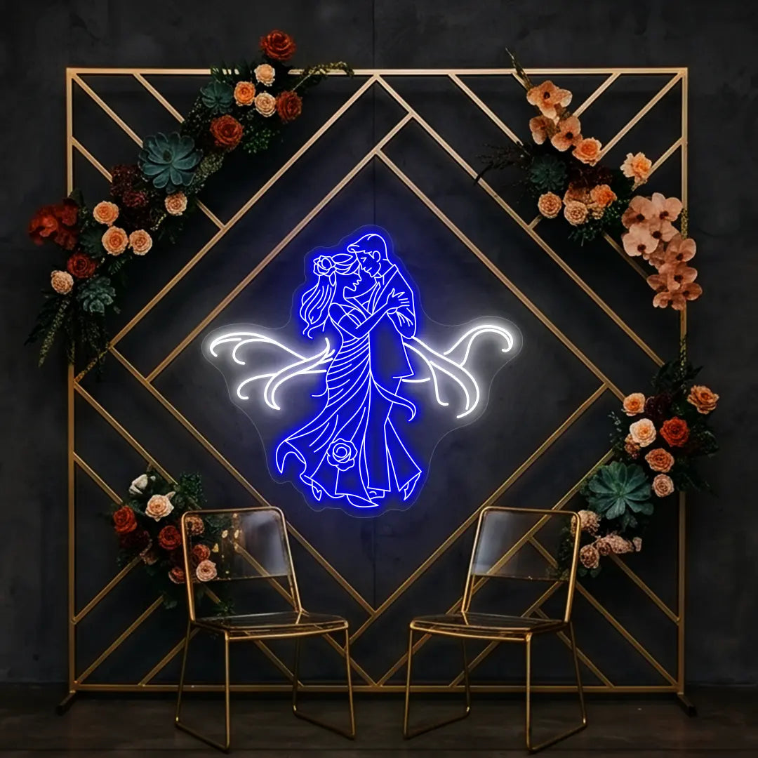 First Dance Wedding Neon Sign in Blue color