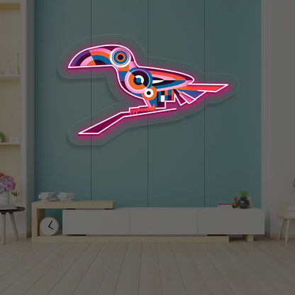 Toucan Harmony Abstract Neon Artwork Sign in Pink Color