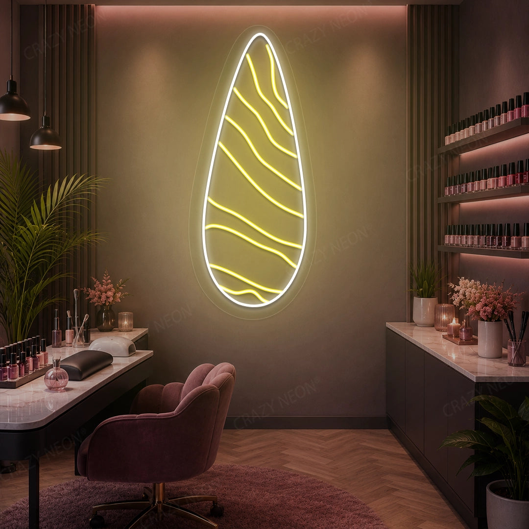 Silhouette Nail Neon Sign in Yellow color