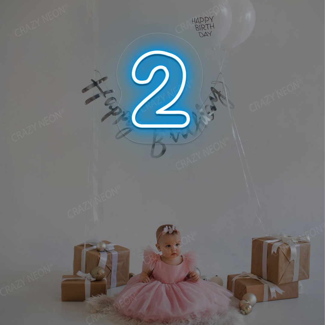 Number 2 Neon Sign | Iceblue