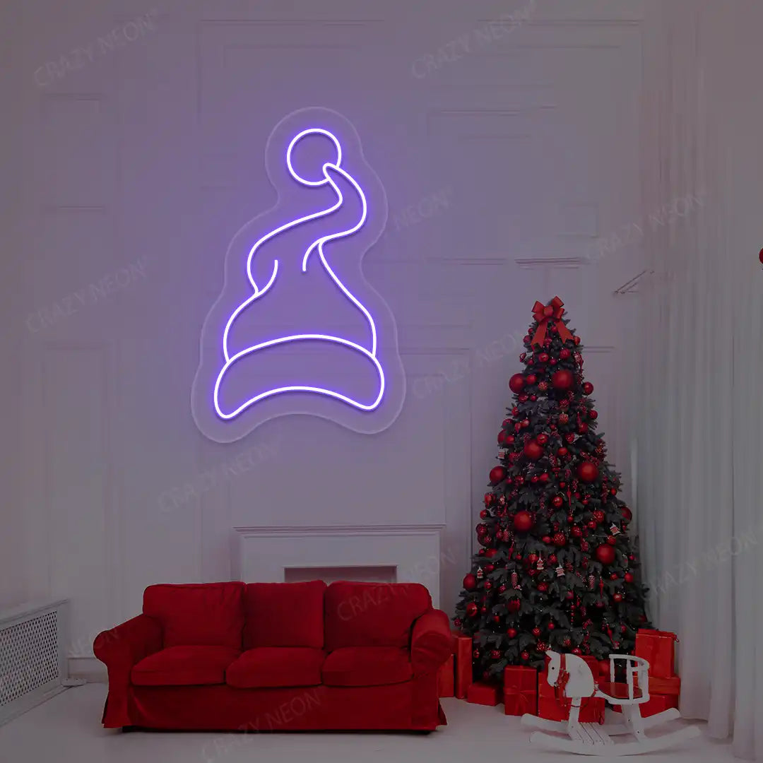 Santa Hat Neon Sign | Purple